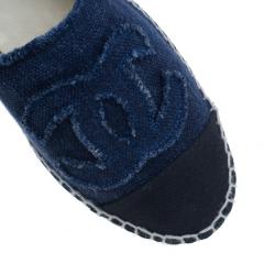 Pre Owned Chanel Blue Denim Canvas Espadrilles Size 40