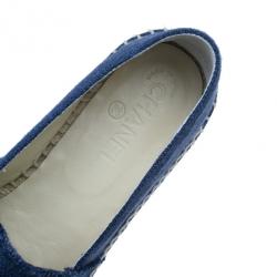 Pre Owned Chanel Blue Denim Canvas Espadrilles Size 40