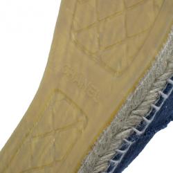 Pre Owned Chanel Blue Denim Canvas Espadrilles Size 40