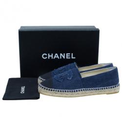 Pre Owned Chanel Blue Denim Canvas Espadrilles Size 40
