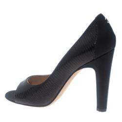 Pre Owned حذاء شانيل جلد منقوش ليزرد مقدمة مفتوحة مقاس 38