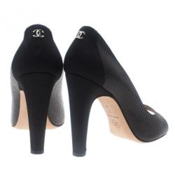 Pre Owned حذاء شانيل جلد منقوش ليزرد مقدمة مفتوحة مقاس 38