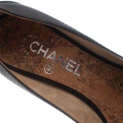 Pre Owned حذاء شانيل جلد منقوش ليزرد مقدمة مفتوحة مقاس 38