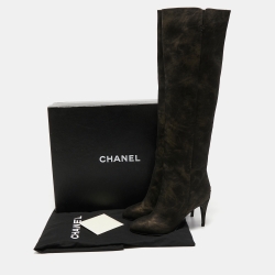 Chanel Two Tone Suede Knee Length Boots Size 39