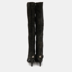 Chanel Two Tone Suede Knee Length Boots Size 39