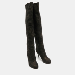 Chanel Two Tone Suede Knee Length Boots Size 39