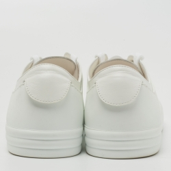 Pre Owned Chanel White Leather and Rubber CC Low Top Sneakers Size 38