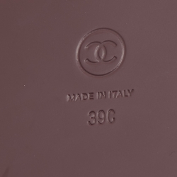 Pre Owned Chanel Burgundy Calf Hair CC Flat Mules Size 39