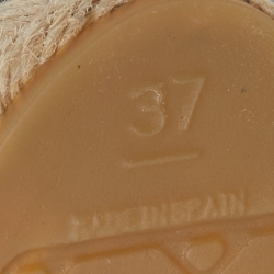 Pre Owned Chanel Black Leather and Canvas CC Cap Toe Espadrille Flats Size 37