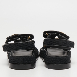 Chanel Black Mesh and Leather Dad Sandals Size 39