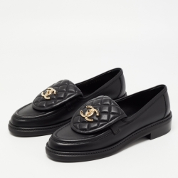 CHANEL, Shoes, Chanel Lambskin Quilted Cc Turnlock Loafers