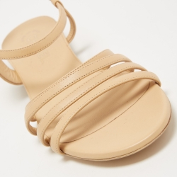 Pre Owned Chanel Beige Leather CC Strappy Sandals Size 40