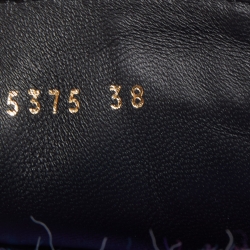 Chanel Black/Blue Leather and Fabric Ankle Books Size 38   