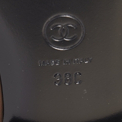 Pre Owned Chanel Brown Leather CC Bow Ballet Flats Size 38