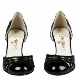 مملوكة مسبقًا Chanel Black Patent Cutout D'orsay Pumps Size 35.5