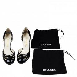 مملوكة مسبقًا Chanel Black Patent Cutout D'orsay Pumps Size 35.5