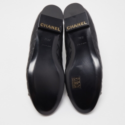 Chanel Black Quilted Leather and Patent Cap Toe Chain Detail Ankle Boots Size 39.5