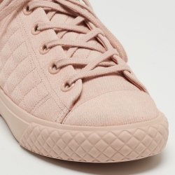Pre Owned Chanel Pink Canvas Cloth Quilted Logo Low Top Sneakers Size 38