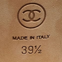 Pre Owned Chanel Green Patent Leather Embellished CC T-Bar Ankle Strap Sandals Size 39.5