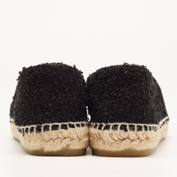 Pre Owned Chanel Black Tweed CC Espadrille Flats Size 41