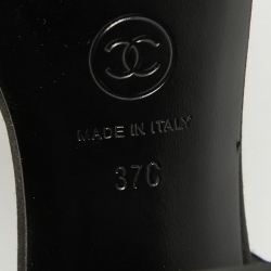 Chanel Black  Satin Crystal Embellished CC Logo Sandals Size 37