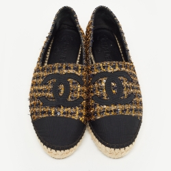 Chanel  Multicolor Tweed CC Cap Toe Espadrille Flats Size 39 