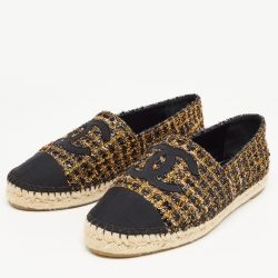 Chanel  Multicolor Tweed CC Cap Toe Espadrille Flats Size 39 