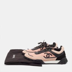 Pre Owned Chanel Multicolor Nylon and Suede CC  Sneakers Size 37.5