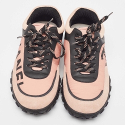 Pre Owned Chanel Multicolor Nylon and Suede CC  Sneakers Size 37.5