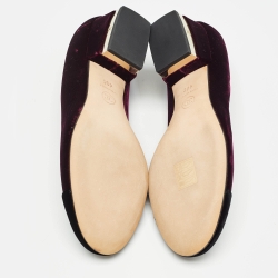 Pre Owned Chanel Burgundy/Black Velvet Block Heel Pumps Size 40