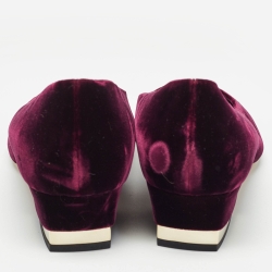 Pre Owned Chanel Burgundy/Black Velvet Block Heel Pumps Size 40