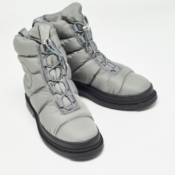 Chanel Grey Nylon Snow Ankle Boots Size 37.5
