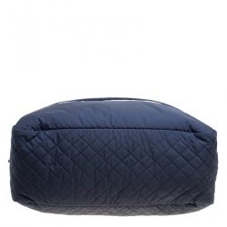 Pre Owned Chanel Navy Blue Nylon Sport Line Front Zip Weekender Travel Bag