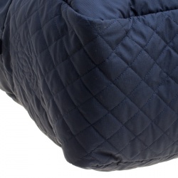 Pre Owned Chanel Navy Blue Nylon Sport Line Front Zip Weekender Travel Bag