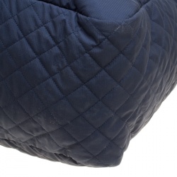 Pre Owned Chanel Navy Blue Nylon Sport Line Front Zip Weekender Travel Bag