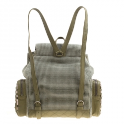 Pre Owned Chanel Khaki Women Canvas and Leather Cuba Pocket Backpack