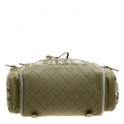 Pre Owned Chanel Khaki Women Canvas and Leather Cuba Pocket Backpack