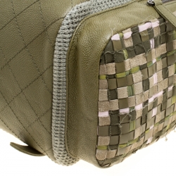 Pre Owned Chanel Khaki Women Canvas and Leather Cuba Pocket Backpack