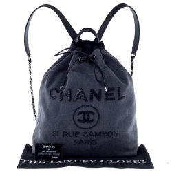Pre Owned Chanel Grey Canvas Deauville Backpack