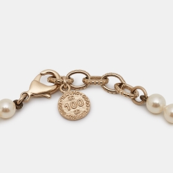 Pre Owned Chanel CC 100th Anniversary Faux Pearl Crystal Gold Tone Necklace