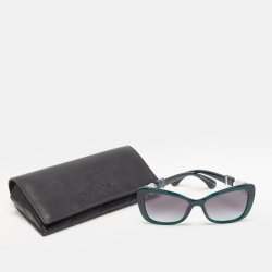 Pre Owned Chanel Emerald/Black Gradient 5445-H CC Pearl Butterfly Sunglasses