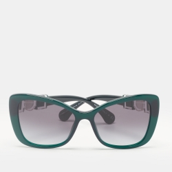 Pre Owned Chanel Emerald/Black Gradient 5445-H CC Pearl Butterfly Sunglasses
