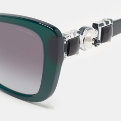 Pre Owned Chanel Emerald/Black Gradient 5445-H CC Pearl Butterfly Sunglasses