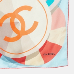 Pre Owned Chanel Multicolor CC Camelia Print Silk Square Scarf