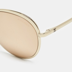 Chanel Gold Mirrored 4206 Frame Round Sunglasses