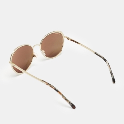 Chanel Gold Mirrored 4206 Frame Round Sunglasses