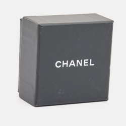 Pre Owned Chanel CC Crystals Faux Pearl Silver Tone Earrings