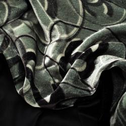 Pre Owned Chanel  Black and Green CC Logo Velvet Scarf