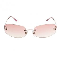 Pre Owned Chanel Pink 4002 Rimless CC Aviators