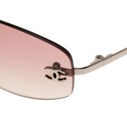 Pre Owned Chanel Pink 4002 Rimless CC Aviators